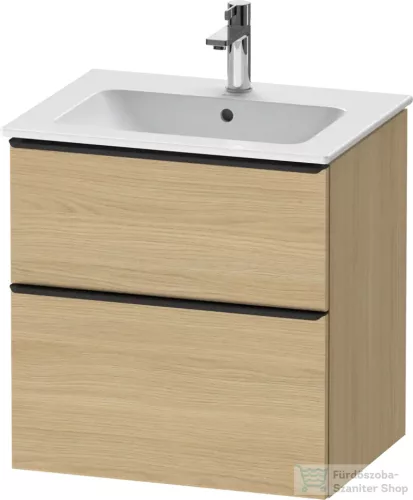 Duravit D-NEO 61x46,2 cm-es, 2 fiókos alsószekrény fekete fogantyúval 233663 mosdóhoz, natúr tölgy DE43610BD300000