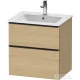 Duravit D-NEO 61x46,2 cm-es, 2 fiókos alsószekrény fekete fogantyúval 233663 mosdóhoz, natúr tölgy DE43610BD300000