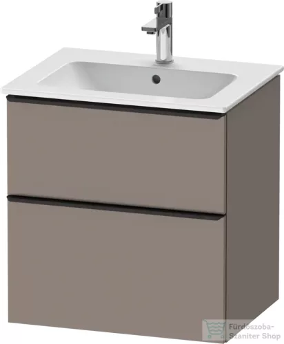 Duravit D-NEO 61x46,2 cm-es, 2 fiókos alsószekrény fekete fogantyúval 233663 mosdóhoz, matt bazalt DE43610BD430000