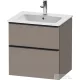 Duravit D-NEO 61x46,2 cm-es, 2 fiókos alsószekrény fekete fogantyúval 233663 mosdóhoz, matt bazalt DE43610BD430000