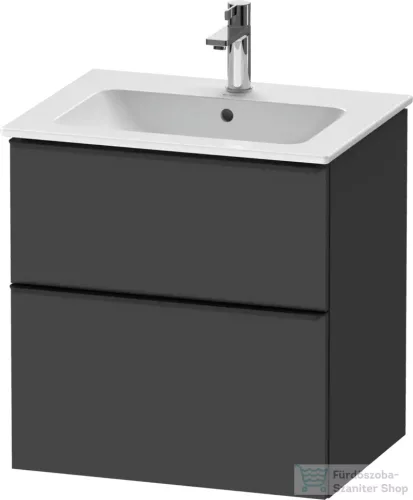 Duravit D-NEO 61x46,2 cm-es, 2 fiókos alsószekrény fekete fogantyúval 233663 mosdóhoz, matt grafit DE43610BD490000