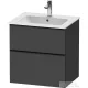 Duravit D-NEO 61x46,2 cm-es, 2 fiókos alsószekrény fekete fogantyúval 233663 mosdóhoz, matt grafit DE43610BD490000