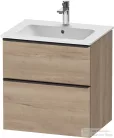 Duravit D-NEO 61x46,2 cm-es, 2 fiókos alsószekrény fekete fogantyúval 233663 mosdóhoz, márványos tölgy DE43610BD550000