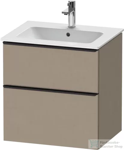 Duravit D-NEO 61x46,2 cm-es, 2 fiókos alsószekrény fekete fogantyúval 233663 mosdóhoz, matt len DE43610BD750000