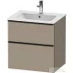 Duravit D-NEO 61x46,2 cm-es, 2 fiókos alsószekrény fekete fogantyúval 233663 mosdóhoz, matt len DE43610BD750000