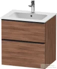 Duravit D-NEO 61x46,2 cm-es, 2 fiókos alsószekrény fekete fogantyúval 233663 mosdóhoz, matt dió DE43610BD790000