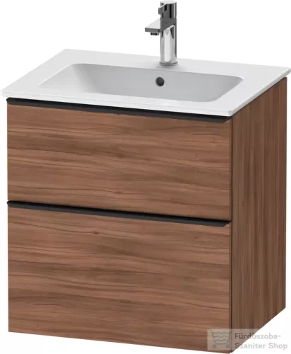 Duravit D-NEO 61x46,2 cm-es, 2 fiókos alsószekrény fekete fogantyúval 233663 mosdóhoz, matt dió DE43610BD790000