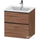 Duravit D-NEO 61x46,2 cm-es, 2 fiókos alsószekrény fekete fogantyúval 233663 mosdóhoz, matt dió DE43610BD790000