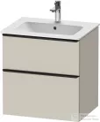 Duravit D-NEO 61x46,2 cm-es, 2 fiókos alsószekrény fekete fogantyúval 233663 mosdóhoz, matt taupe DE43610BD910000