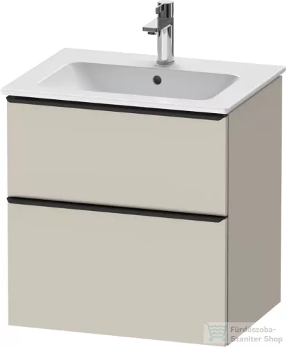 Duravit D-NEO 61x46,2 cm-es, 2 fiókos alsószekrény fekete fogantyúval 233663 mosdóhoz, matt taupe DE43610BD910000