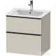 Duravit D-NEO 61x46,2 cm-es, 2 fiókos alsószekrény fekete fogantyúval 233663 mosdóhoz, matt taupe DE43610BD910000