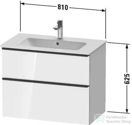 Duravit D-NEO 810x462 mm-es 2 fiókos függesztett szekrény 233683XXX mosdóhoz,White High Gloss Decor DE436202222
