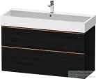 Duravit D-NEO 118,4x44,2 cm-es, 2 fiókos alsószekrény csiszolt bronz színű fogantyúval, mosdó és csaptelep nélkül, matt fekete tölgy DE4375004160000