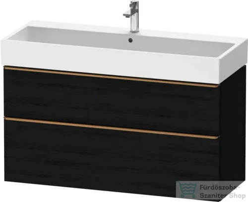 Duravit D-NEO 118,4x44,2 cm-es, 2 fiókos alsószekrény csiszolt bronz színű fogantyúval, mosdó és csaptelep nélkül, matt fekete tölgy DE4375004160000
