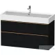 Duravit D-NEO 118,4x44,2 cm-es, 2 fiókos alsószekrény csiszolt bronz színű fogantyúval, mosdó és csaptelep nélkül, matt fekete tölgy DE4375004160000