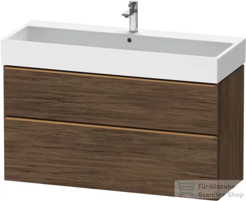 Duravit D-NEO 118,4x44,2 cm-es, 2 fiókos alsószekrény csiszolt bronz színű fogantyúval, mosdó és csaptelep nélkül, matt sötét dió DE4375004210000