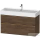 Duravit D-NEO 118,4x44,2 cm-es, 2 fiókos alsószekrény csiszolt bronz színű fogantyúval, mosdó és csaptelep nélkül, matt sötét dió DE4375004210000