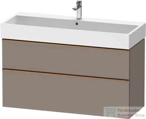 Duravit D-NEO 118,4x44,2 cm-es, 2 fiókos alsószekrény csiszolt bronz színű fogantyúval, mosdó és csaptelep nélkül, matt bazalt DE4375004430000