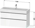 Duravit D-NEO 118,4x44,2 cm-es, 2 fiókos alsószekrény csiszolt bronz színű fogantyúval, mosdó és csaptelep nélkül, matt bazalt DE4375004430000
