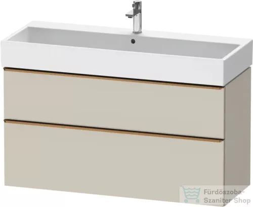 Duravit D-NEO 118,4x44,2 cm-es, 2 fiókos alsószekrény csiszolt bronz színű fogantyúval, mosdó és csaptelep nélkül, matt taupe DE4375004910000