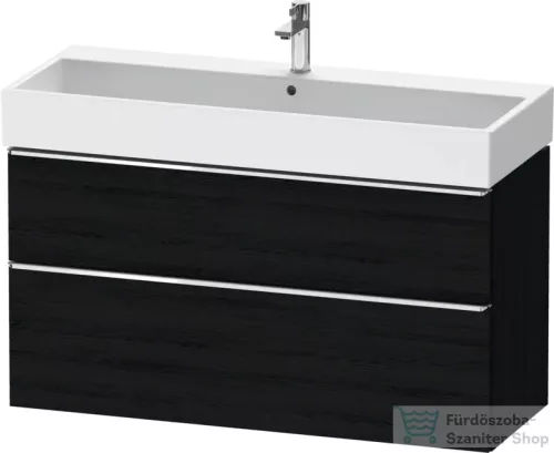 Duravit D-NEO 118,4x44,2 cm-es, 2 fiókos alsószekrény króm színű fogantyúval, mosdó és csaptelep nélkül, matt fekete tölgy DE4375010160000