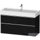 Duravit D-NEO 118,4x44,2 cm-es, 2 fiókos alsószekrény króm színű fogantyúval, mosdó és csaptelep nélkül, matt fekete tölgy DE4375010160000