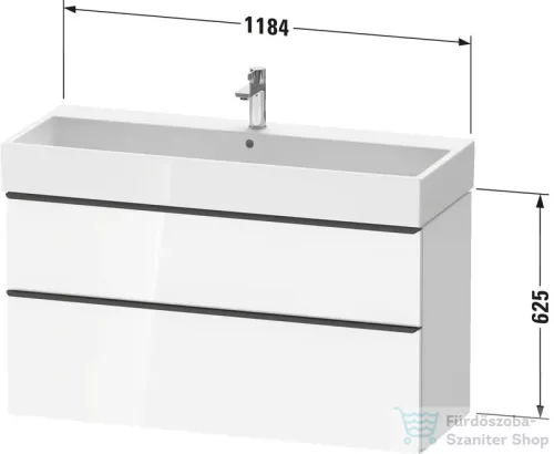 Duravit D-NEO 118,4x44,2 cm-es, 2 fiókos alsószekrény króm színű fogantyúval, mosdó és csaptelep nélkül, matt fekete tölgy DE4375010160000