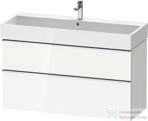 Duravit D-NEO 118,4x44,2 cm-es, 2 fiókos alsószekrény króm színű fogantyúval, mosdó és csaptelep nélkül, fényes fehér DE4375010220000