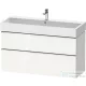 Duravit D-NEO 118,4x44,2 cm-es, 2 fiókos alsószekrény króm színű fogantyúval, mosdó és csaptelep nélkül, fényes fehér DE4375010220000