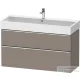 Duravit D-NEO 118,4x44,2 cm-es, 2 fiókos alsószekrény króm színű fogantyúval, mosdó és csaptelep nélkül, matt bazalt DE4375010430000