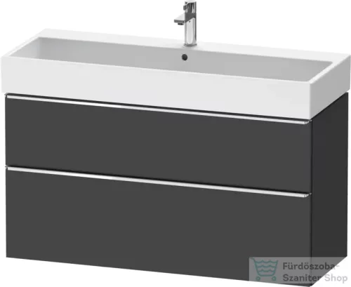 Duravit D-NEO 118,4x44,2 cm-es, 2 fiókos alsószekrény króm színű fogantyúval, mosdó és csaptelep nélkül, matt grafit DE4375010490000
