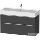 Duravit D-NEO 118,4x44,2 cm-es, 2 fiókos alsószekrény króm színű fogantyúval, mosdó és csaptelep nélkül, matt grafit DE4375010490000