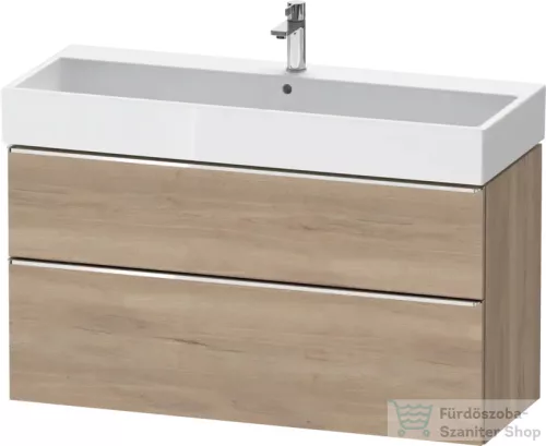 Duravit D-NEO 118,4x44,2 cm-es, 2 fiókos alsószekrény króm színű fogantyúval, mosdó és csaptelep nélkül, márványos tölgy DE4375010550000