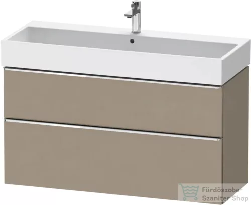 Duravit D-NEO 118,4x44,2 cm-es, 2 fiókos alsószekrény króm színű fogantyúval, mosdó és csaptelep nélkül, matt len DE4375010750000