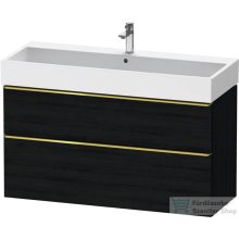   Duravit D-NEO 118,4x44,2 cm-es, 2 fiókos alsószekrény polírozott arany színű fogantyúval, mosdó és csaptelep nélkül, matt fekete tölgy DE4375034160000