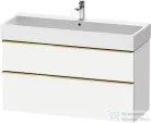 Duravit D-NEO 118,4x44,2 cm-es, 2 fiókos alsószekrény polírozott arany színű fogantyúval, mosdó és csaptelep nélkül, matt fehér DE4375034180000