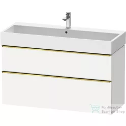   Duravit D-NEO 118,4x44,2 cm-es, 2 fiókos alsószekrény polírozott arany színű fogantyúval, mosdó és csaptelep nélkül, matt fehér DE4375034180000