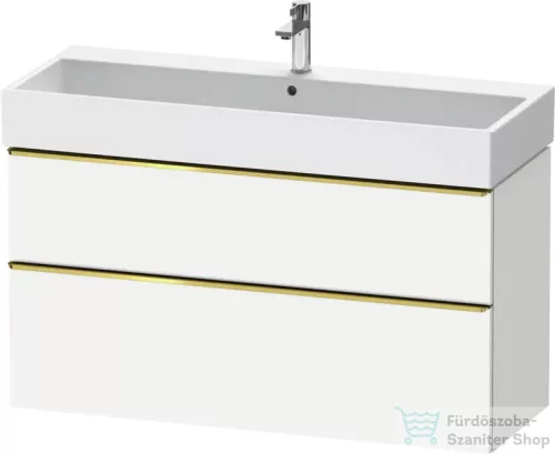Duravit D-NEO 118,4x44,2 cm-es, 2 fiókos alsószekrény polírozott arany színű fogantyúval, mosdó és csaptelep nélkül, matt fehér DE4375034180000