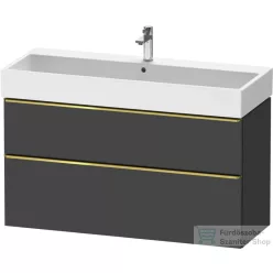   Duravit D-NEO 118,4x44,2 cm-es, 2 fiókos alsószekrény polírozott arany színű fogantyúval, mosdó és csaptelep nélkül, matt grafit DE4375034490000