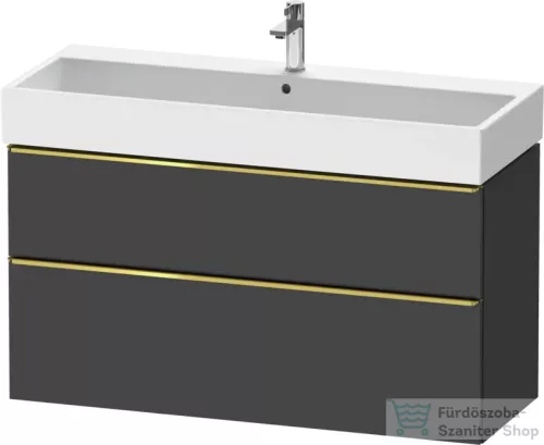 Duravit D-NEO 118,4x44,2 cm-es, 2 fiókos alsószekrény polírozott arany színű fogantyúval, mosdó és csaptelep nélkül, matt grafit DE4375034490000