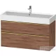 Duravit D-NEO 118,4x44,2 cm-es, 2 fiókos alsószekrény polírozott arany színű fogantyúval, mosdó és csaptelep nélkül, matt dió DE4375034790000