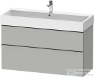 Duravit D-NEO 118,4x44,2 cm-es, 2 fiókos alsószekrény rozsdamentes acél hatású fogantyúval, mosdó és csaptelep nélkül, matt betonszürke DE4375070070000