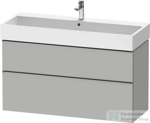 Duravit D-NEO 118,4x44,2 cm-es, 2 fiókos alsószekrény rozsdamentes acél hatású fogantyúval, mosdó és csaptelep nélkül, matt betonszürke DE4375070070000