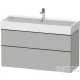 Duravit D-NEO 118,4x44,2 cm-es, 2 fiókos alsószekrény rozsdamentes acél hatású fogantyúval, mosdó és csaptelep nélkül, matt betonszürke DE4375070070000