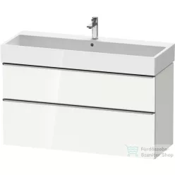   Duravit D-NEO 118,4x44,2 cm-es, 2 fiókos alsószekrény rozsdamentes acél hatású fogantyúval, mosdó és csaptelep nélkül, fényes fehér DE4375070220000