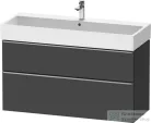 Duravit D-NEO 118,4x44,2 cm-es, 2 fiókos alsószekrény rozsdamentes acél hatású fogantyúval, mosdó és csaptelep nélkül, matt grafit DE4375070490000