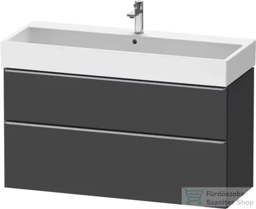 Duravit D-NEO 118,4x44,2 cm-es, 2 fiókos alsószekrény rozsdamentes acél hatású fogantyúval, mosdó és csaptelep nélkül, matt grafit DE4375070490000