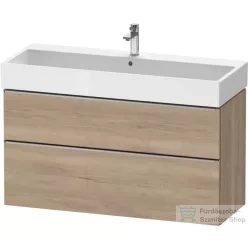   Duravit D-NEO 118,4x44,2 cm-es, 2 fiókos alsószekrény rozsdamentes acél hatású fogantyúval, mosdó és csaptelep nélkül, márványos tölgy DE4375070550000