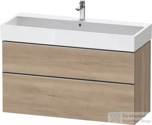Duravit D-NEO 118,4x44,2 cm-es, 2 fiókos alsószekrény rozsdamentes acél hatású fogantyúval, mosdó és csaptelep nélkül, márványos tölgy DE4375070550000