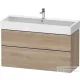 Duravit D-NEO 118,4x44,2 cm-es, 2 fiókos alsószekrény rozsdamentes acél hatású fogantyúval, mosdó és csaptelep nélkül, márványos tölgy DE4375070550000